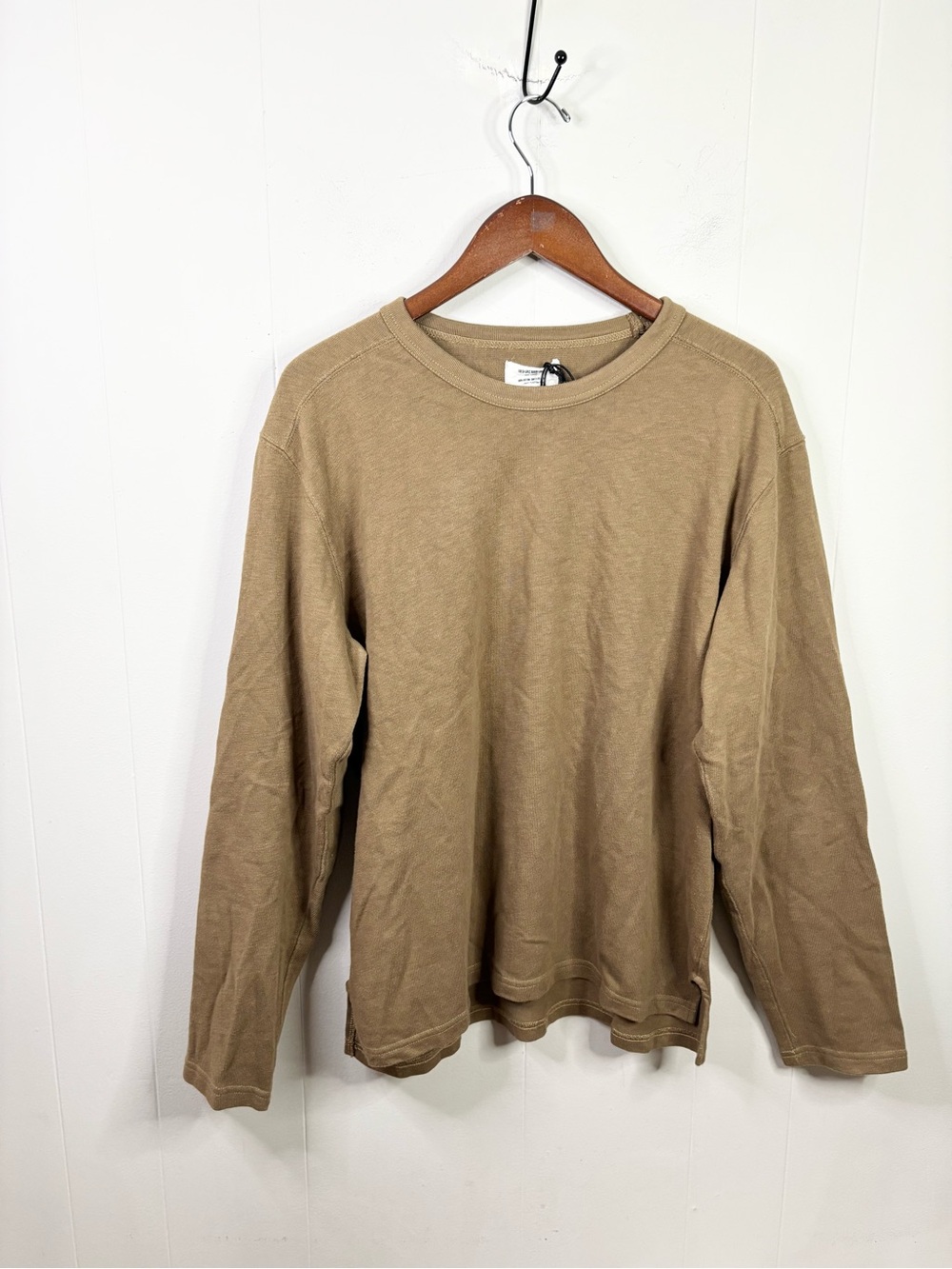 Buck Mason field spec rugby crew long sleeve men’s shirt size L new brown tan